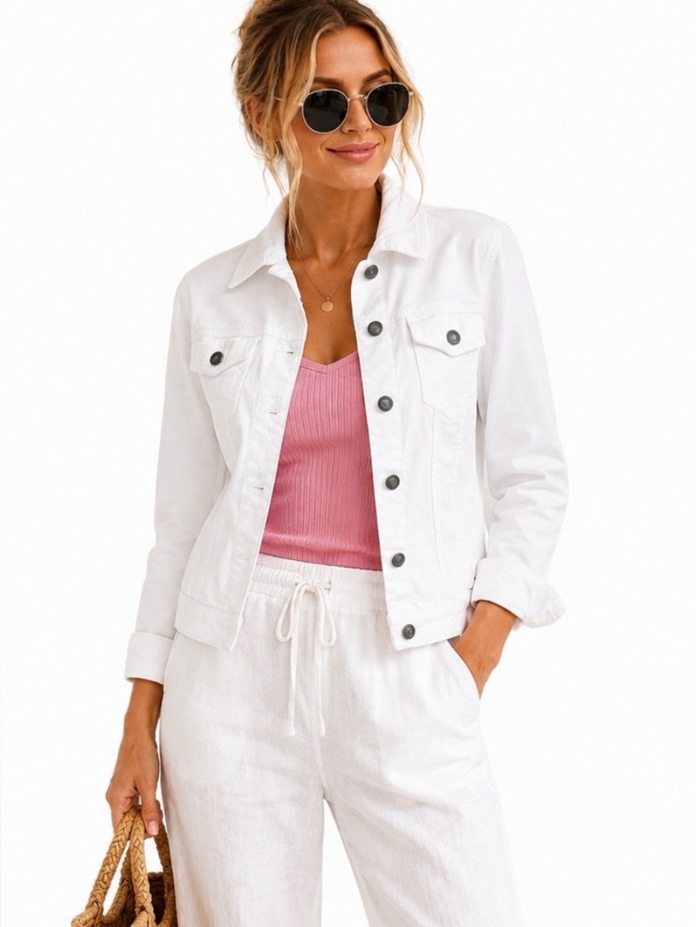 SUKO JEANS Women's White Denim Jacket Size M